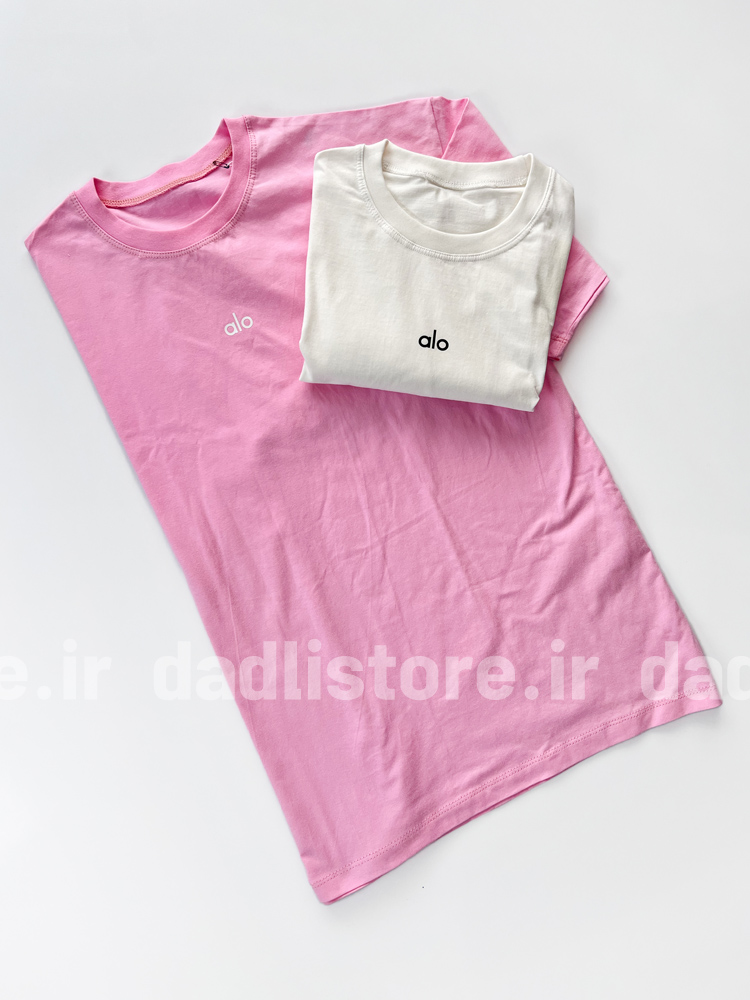 تیشرت لانگ زنانه ورزشی زنانه نخ پنبه یقه گرد alo