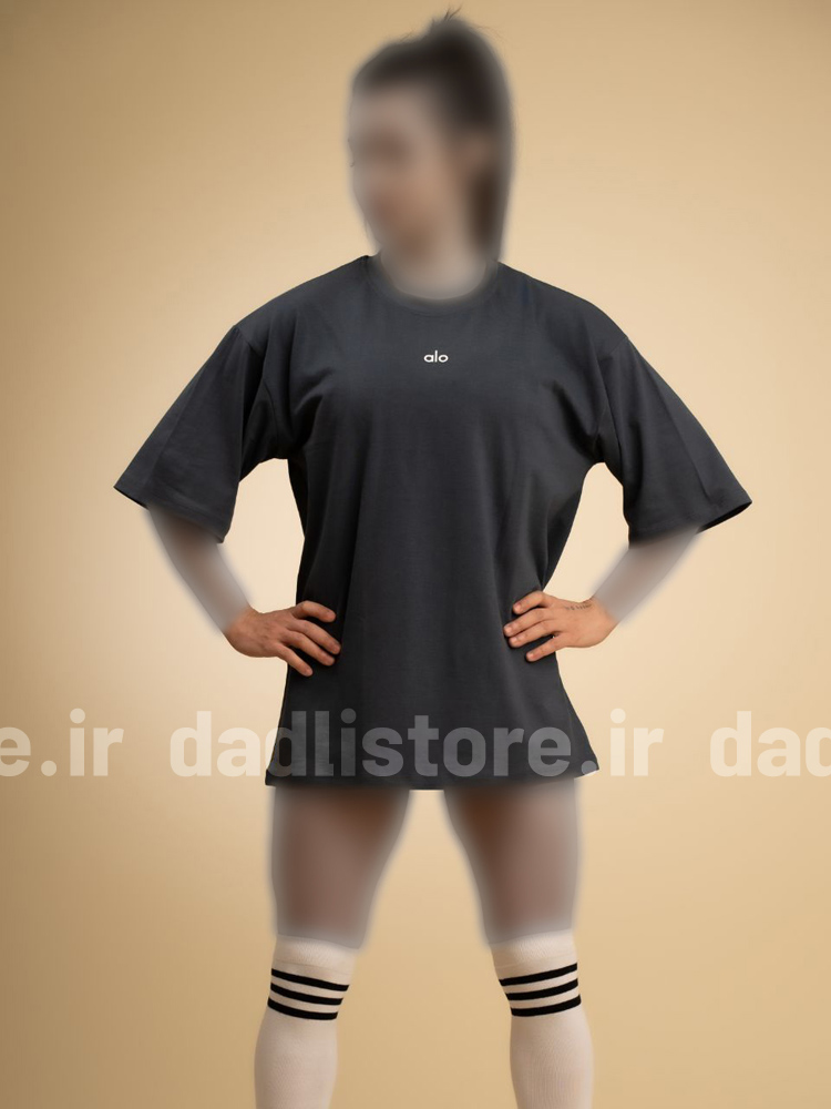 تیشرت لانگ زنانه ورزشی زنانه نخ پنبه یقه گرد alo