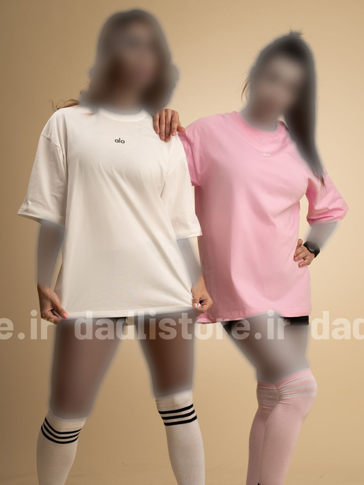 تیشرت لانگ زنانه ورزشی زنانه نخ پنبه یقه گرد alo