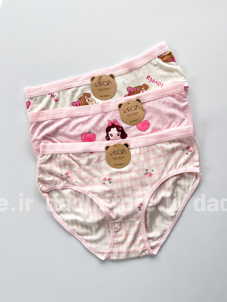 شورت اسلیپ نخ پنبه عروسکی طرح دختر و توت فرنگی
