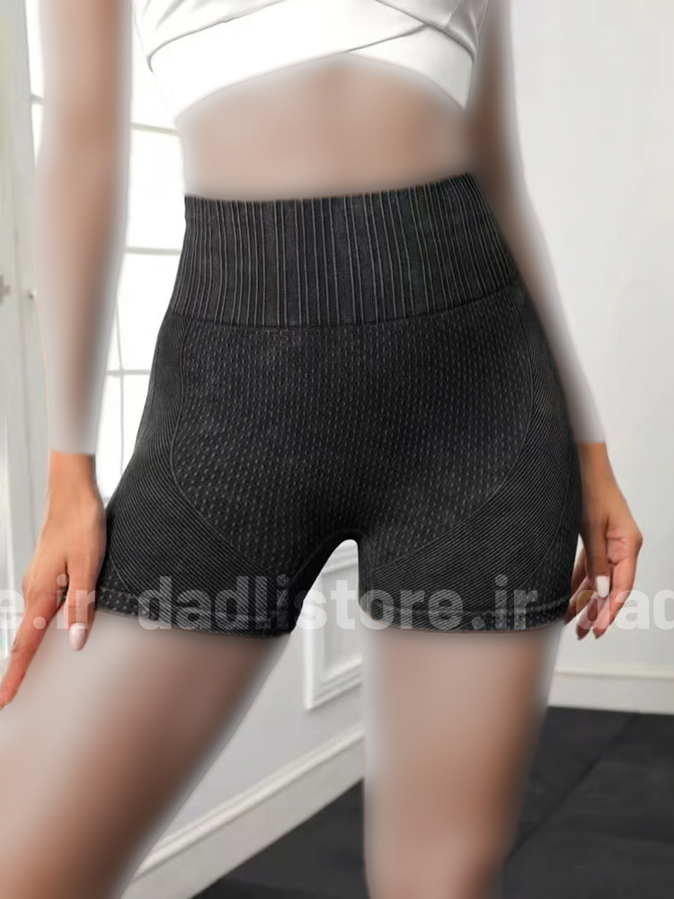 شورتک ورزشی زنانه سیملس پشت چروک سنگ شور