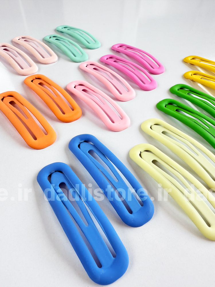 گیره مو تق تقی مستطیل شمعی بسته 2 عددی
