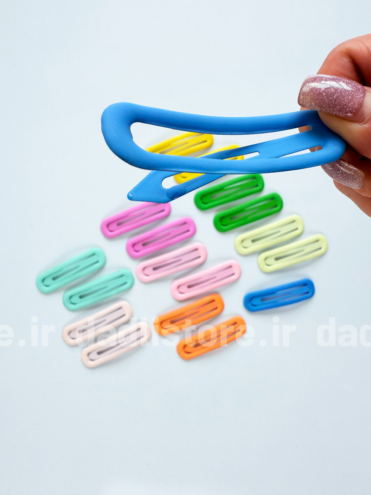 گیره مو تق تقی مستطیل شمعی بسته 2 عددی