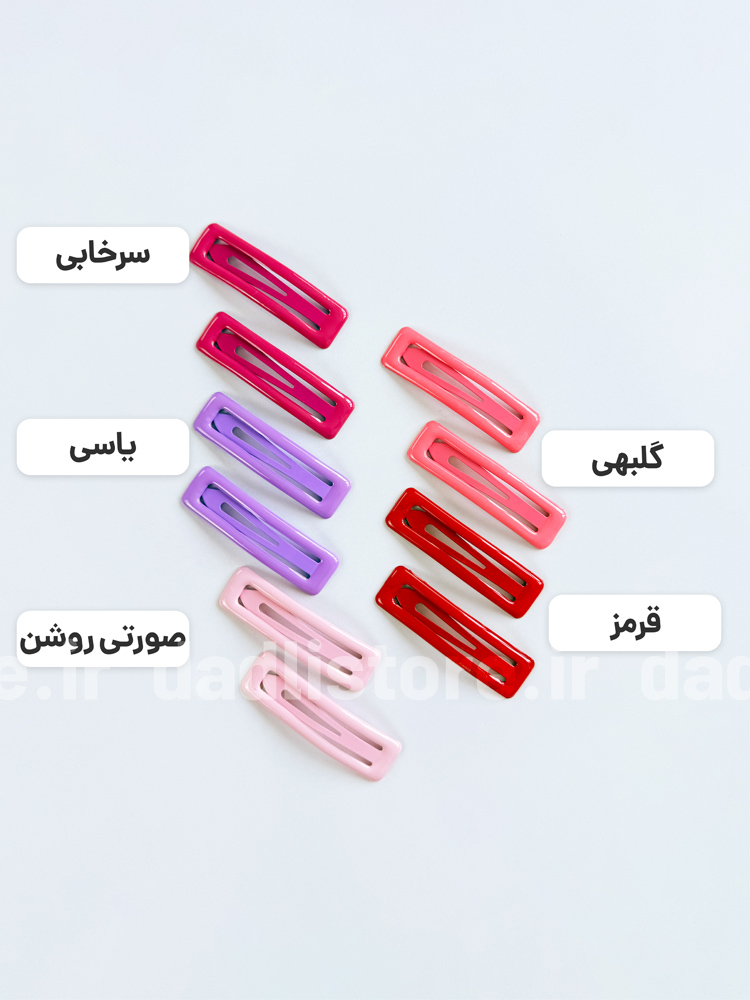گیره مو تق تقی مستطیل بسته 2 عددی