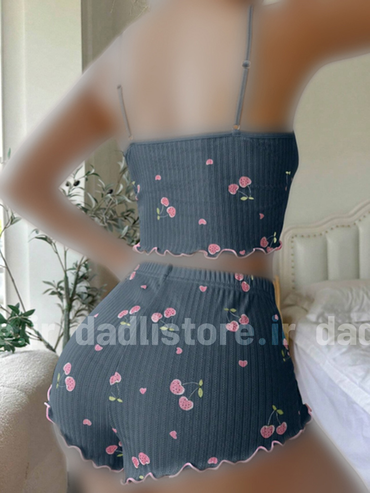 ست لباس خواب تاپ و شورتک کبریتی طرح گیلاس Rijan