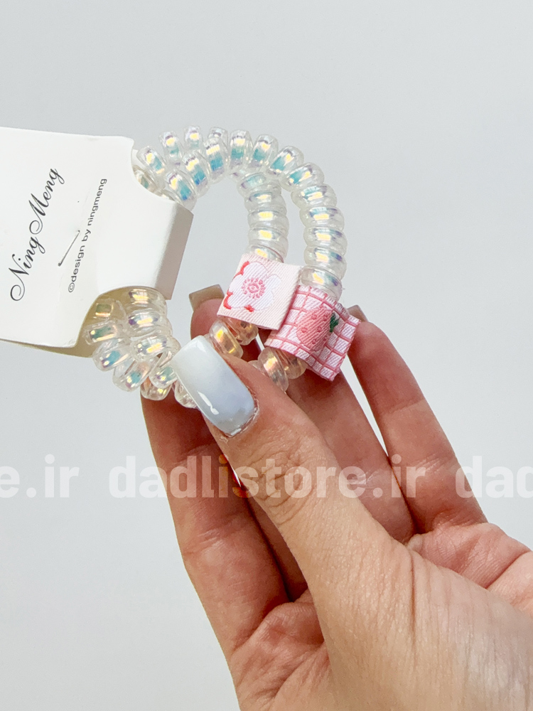 کش مو سیم تلفنی طرحدار بسته 2 عددی