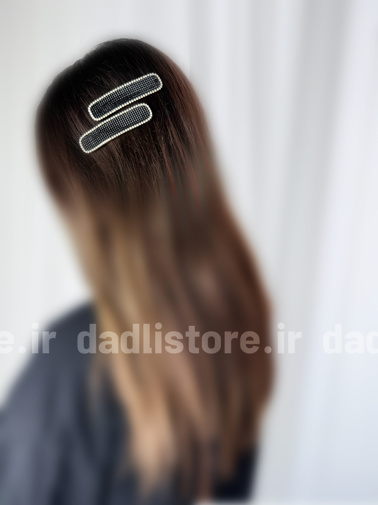 گیره مو تق تقی مستطیل نگین دار