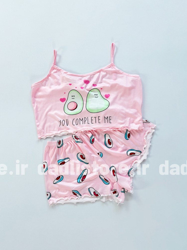 ست لباس خواب تاپ و شورتک طرح آووکادو