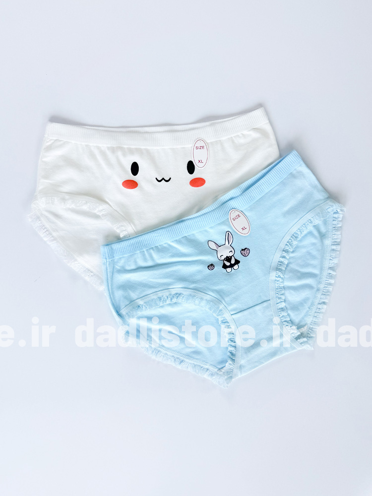 شورت اسلیپ نخ پنبه عروسکی طرح آبی خرگوشی