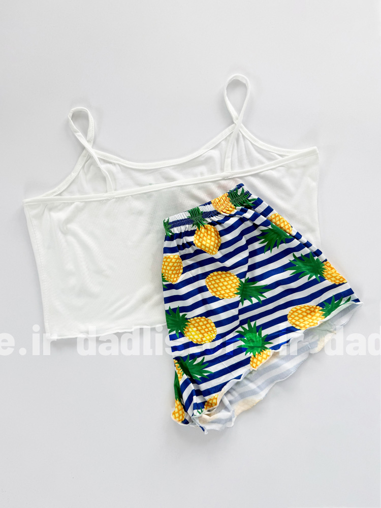 ست لباس خواب تاپ و شورتک طرح آناناس