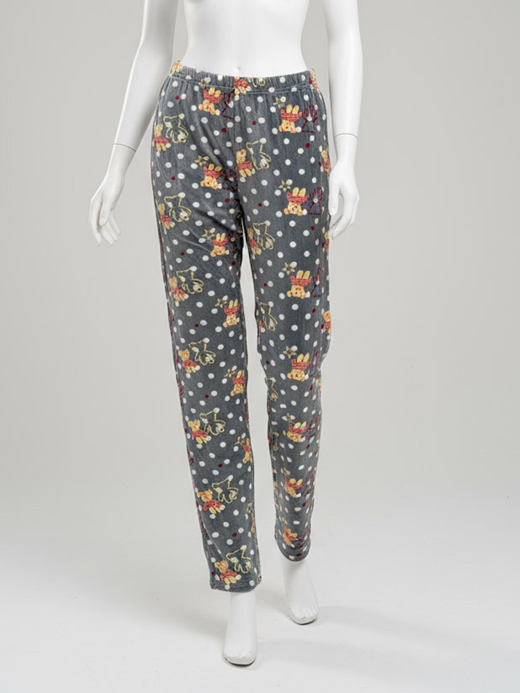 شلوار زنانه مخمل استیکردار خرس عروسکی
