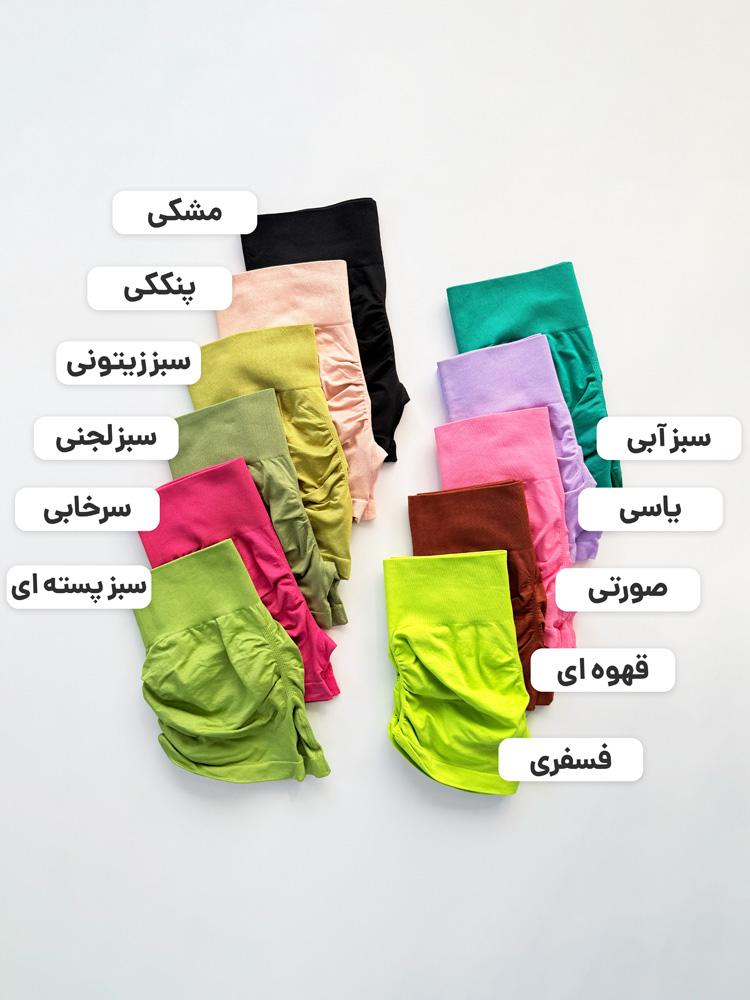 شورتک ورزشی زنانه سیملس پشت چروک کنار گتر