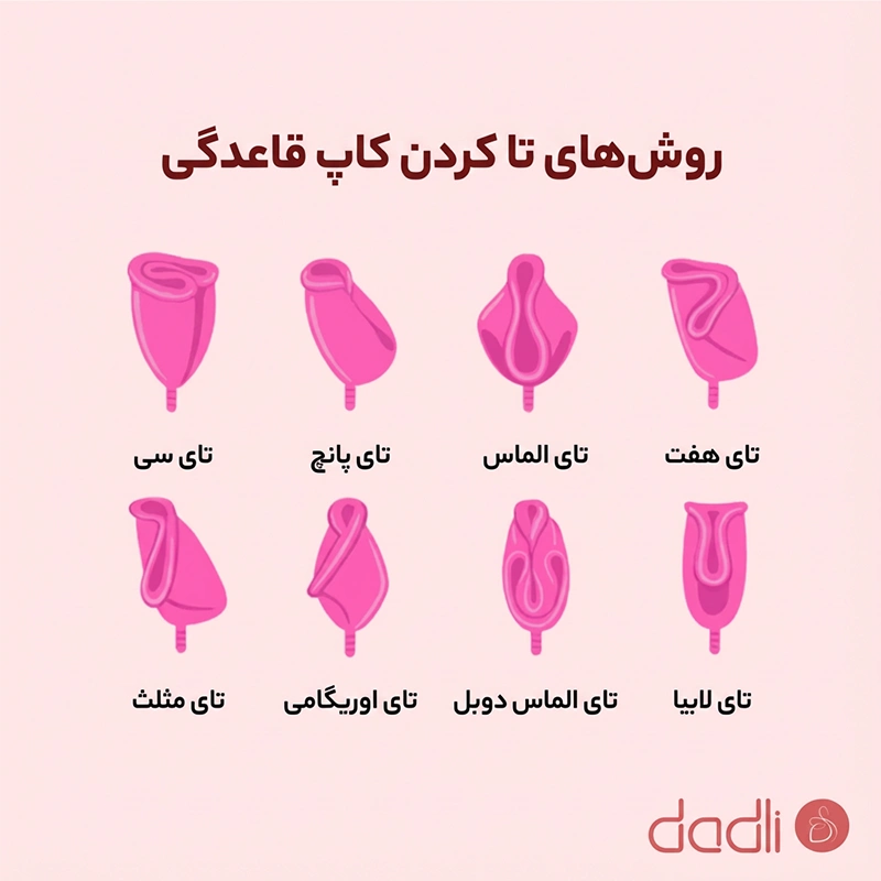 شیوه های تا کردن کاپ قاعدگی