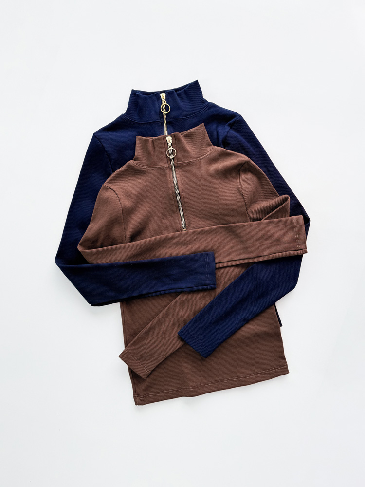 بلوز زنانه کبریتی یقه هفت سانتی نیم زیپ