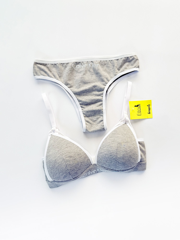 ست شورت و سوتین پوش آپ دار نخ پنبه هارنس دار نوشته کلوین کلاین Calvin klein فیتن Fitan