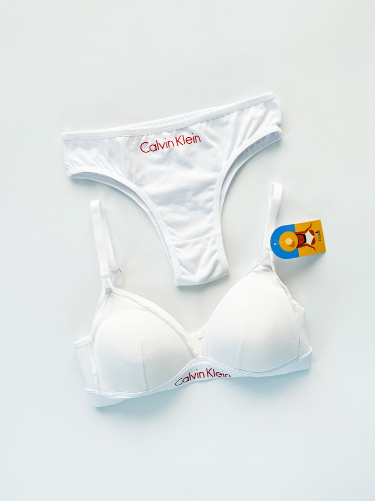 ست شورت و سوتین پوش آپ دار نخ پنبه هارنس دار نوشته کلوین کلاین Calvin klein فیتن Fitan