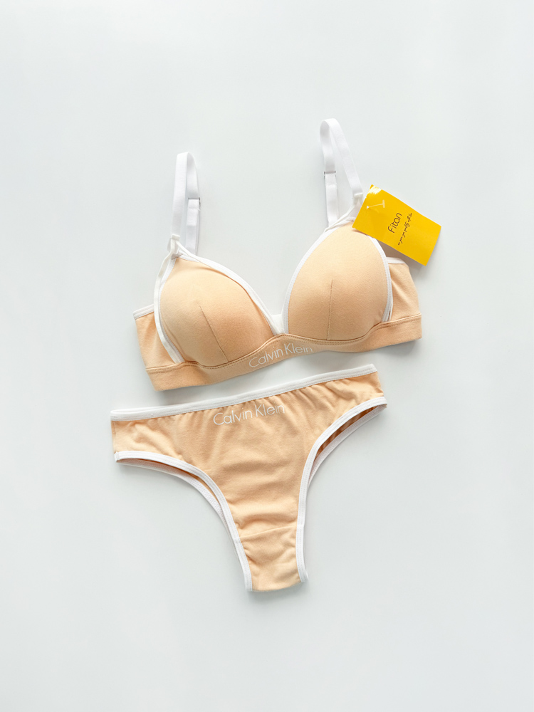 ست شورت و سوتین پوش آپ دار نخ پنبه هارنس دار نوشته کلوین کلاین Calvin klein فیتن Fitan