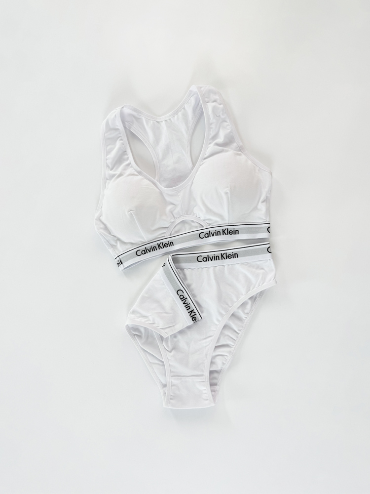 ست نیمتنه کاپدار وسط باز و شورت اسلیپ نخ پنبه کلوین کلاین Calvin klein