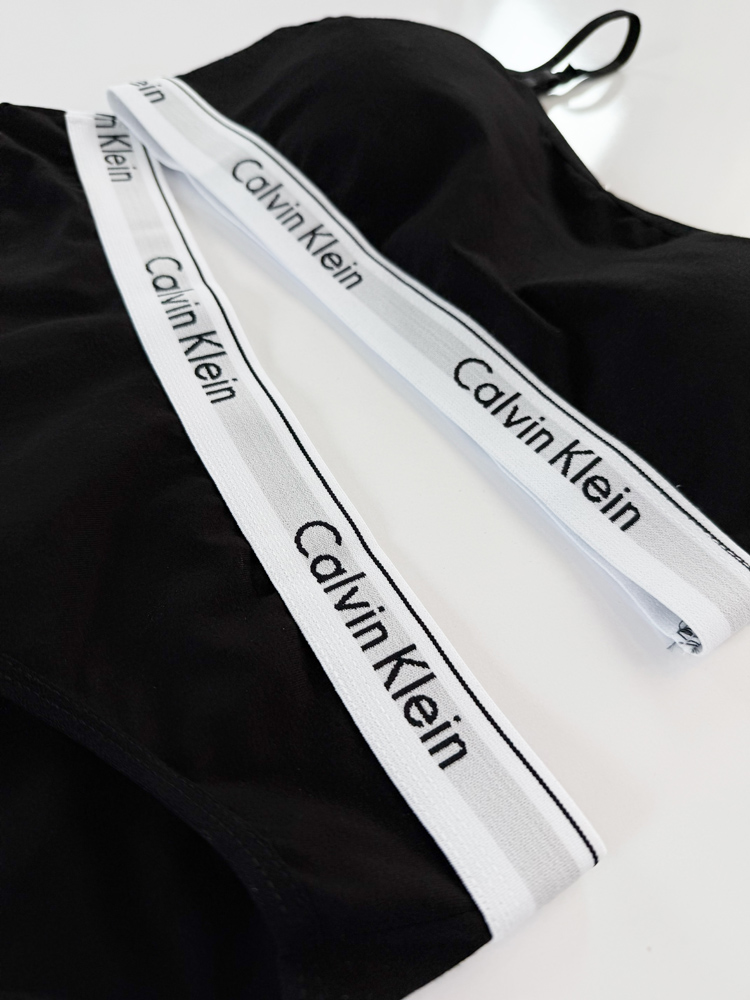 ست نیمتنه کاپدار بندی و شورت اسلیپ نخ پنبه کلوین کلاین Calvin Klein