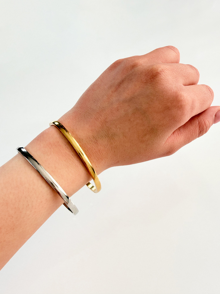 بنگل زنانه استیل آینه ای بیضی