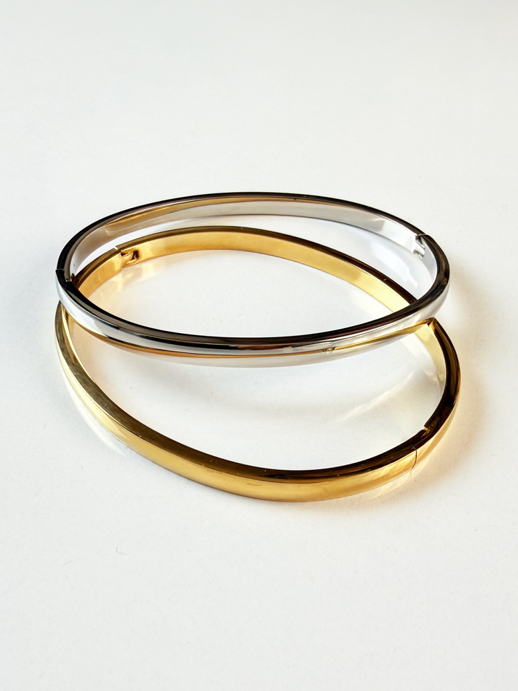 بنگل زنانه استیل آینه ای بیضی