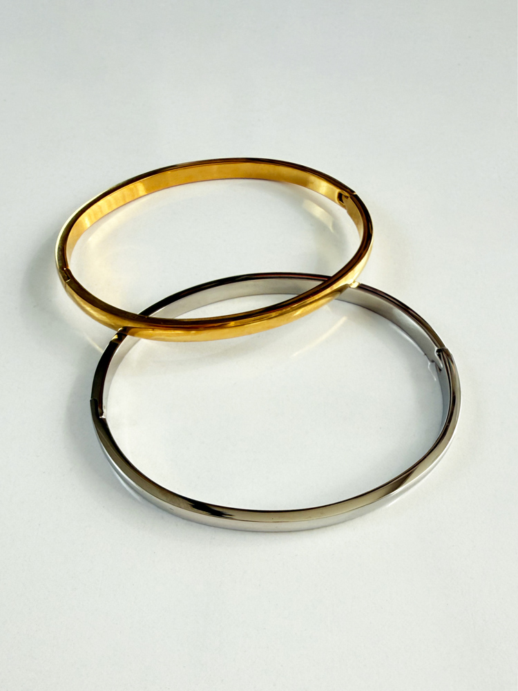 بنگل زنانه استیل آینه ای بیضی