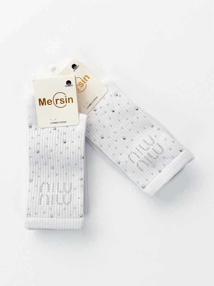 جوراب ساقدار زنانه نخ پنبه نگین دار میو میو miu miu