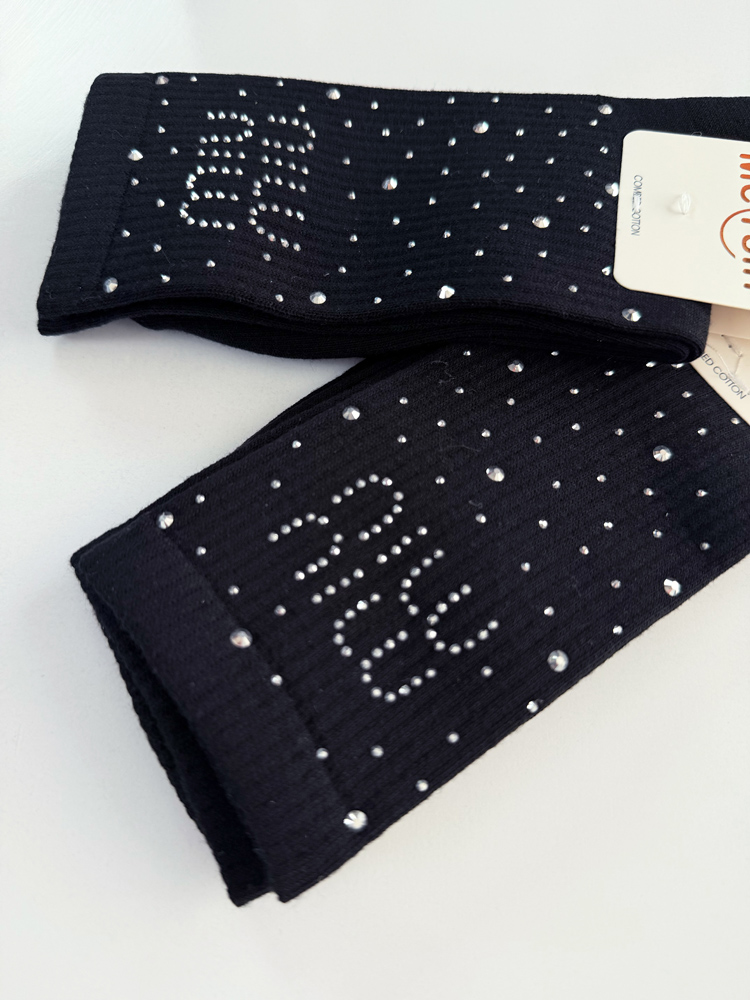 جوراب ساقدار زنانه نخ پنبه نگین دار میو میو miu miu