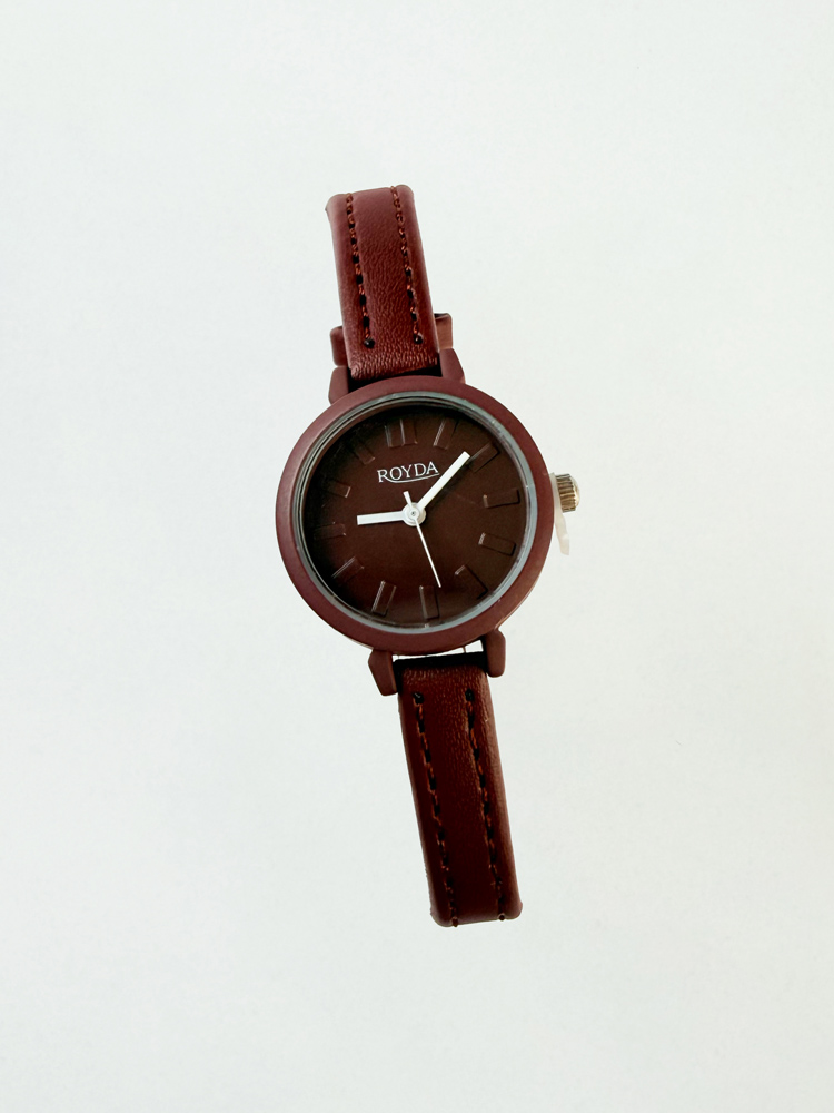 ساعت مچی زنانه بند چرمی رنگ قهوه ای رویدا ROYDA