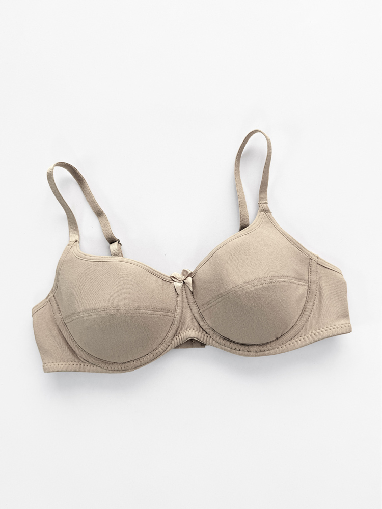 سوتین اسفنجی فنر دار نخ پنبه کرمی پاپیون دار هونکس Hnx