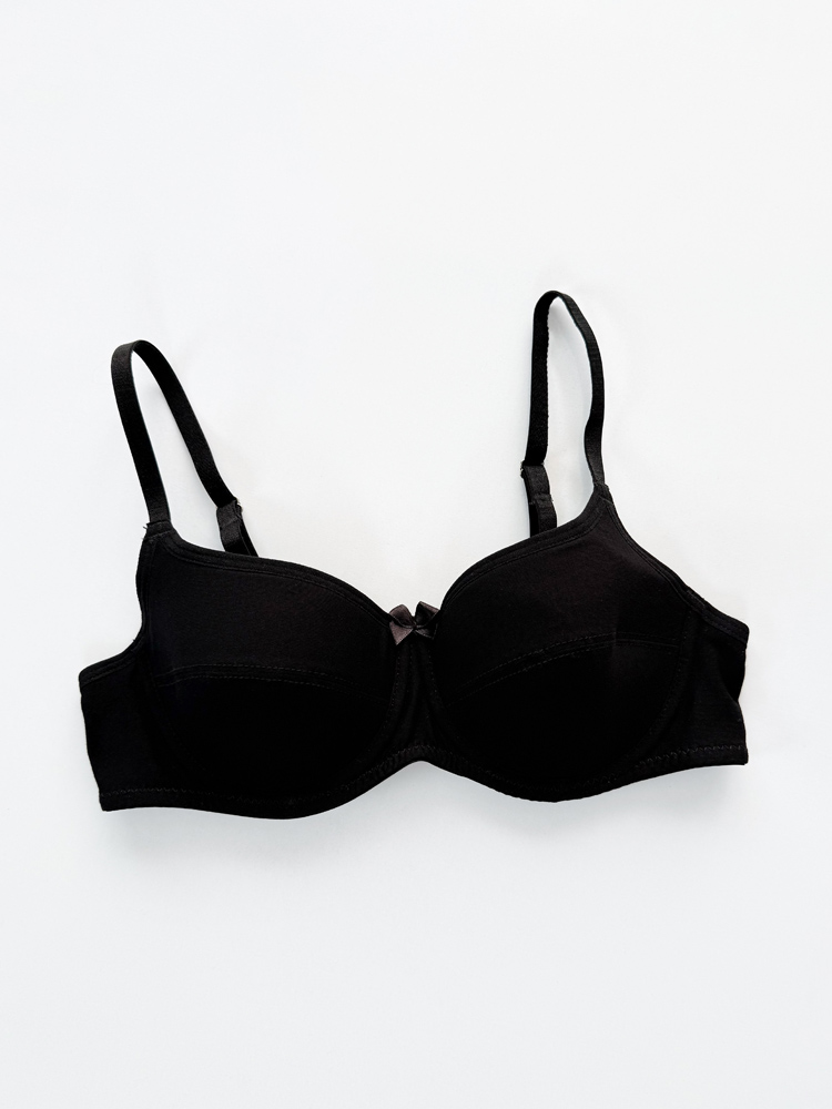 سوتین اسفنجی فنر دار نخ پنبه مشکی پاپیون دار هونکس Hnx