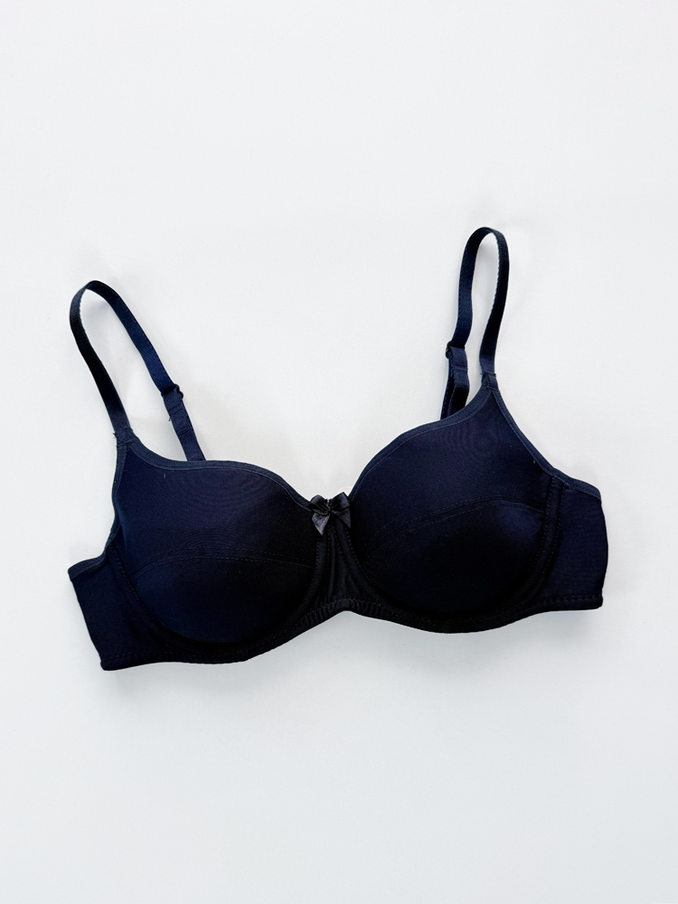 سوتین اسفنجی فنر دار نخ پنبه سرمه ای پاپیون دار هونکس Hnx