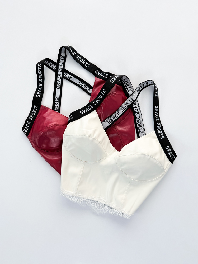 کراپ تاپ چرمی کاپدار پشت باز بند ضربردی