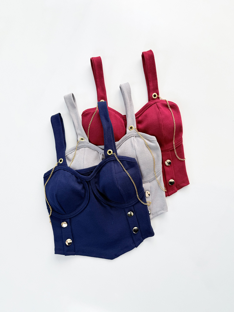 کراپ تاپ کبریتی کاپدار زنجیر دار