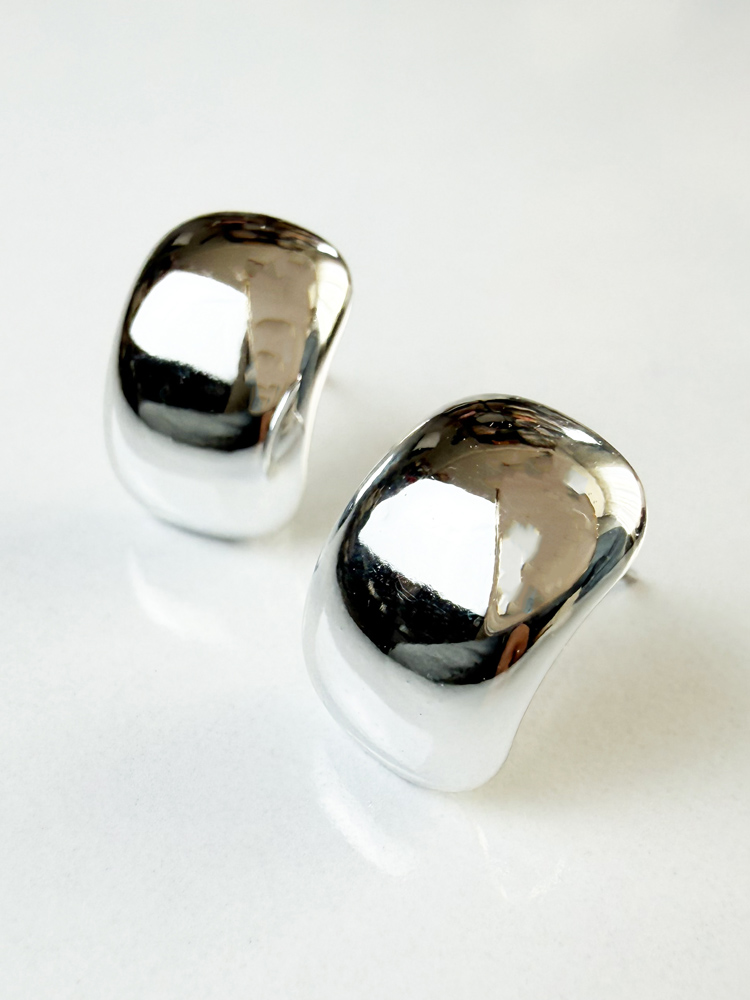 گوشواره  آبکاری نقره ای منحنی