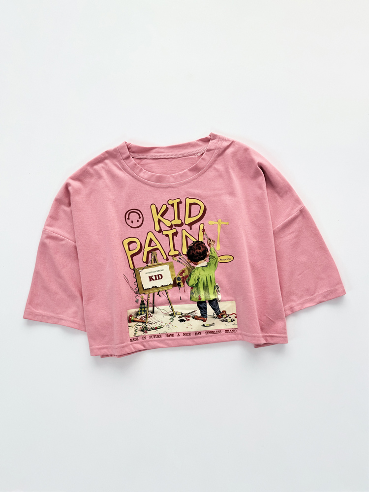 کراپ تیشرت نخ پنبه Kid paint