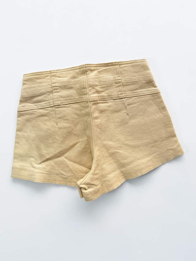 شورتک کوتاه زنانه کتان جلو زیپ