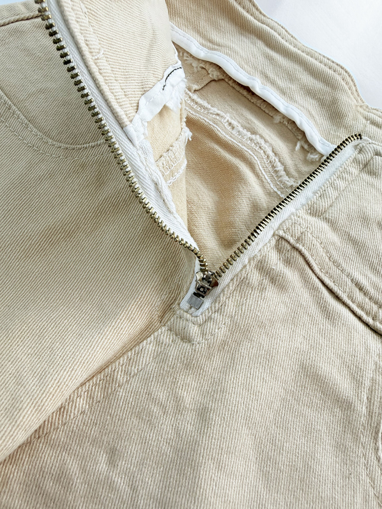 شورتک کوتاه زنانه کتان جلو زیپ