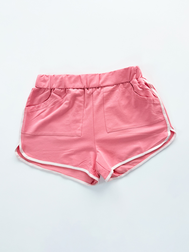 شورتک ورزشی زنانه نخ پنبه نوار دوزی جیب دار