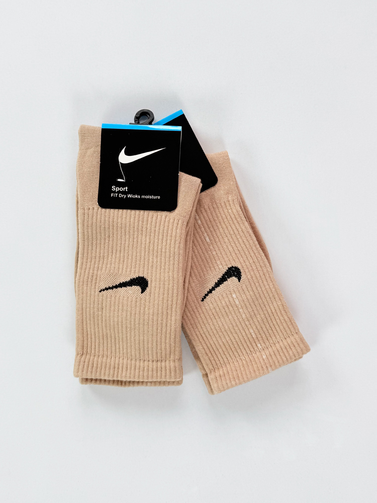 جوراب ساقدار زنانه نخ پنبه  کرمی Nike