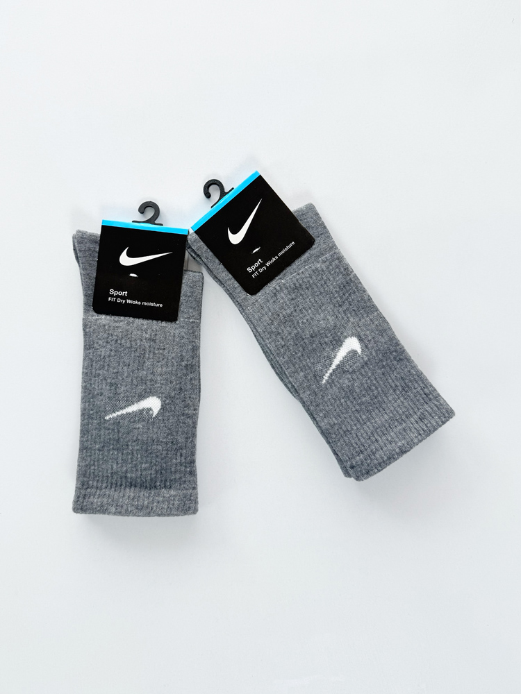 جوراب ساقدار زنانه نخ پنبه طوسی تیره برفکی نایکی Nike