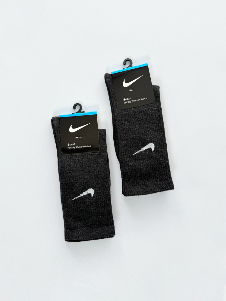 جوراب ساقدار زنانه نخ پنبه طوسی تیره برفکی نایکی Nike