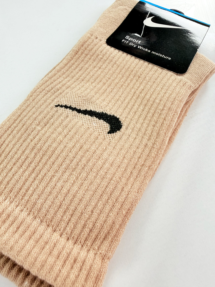 جوراب ساقدار زنانه نخ پنبه  کرمی Nike