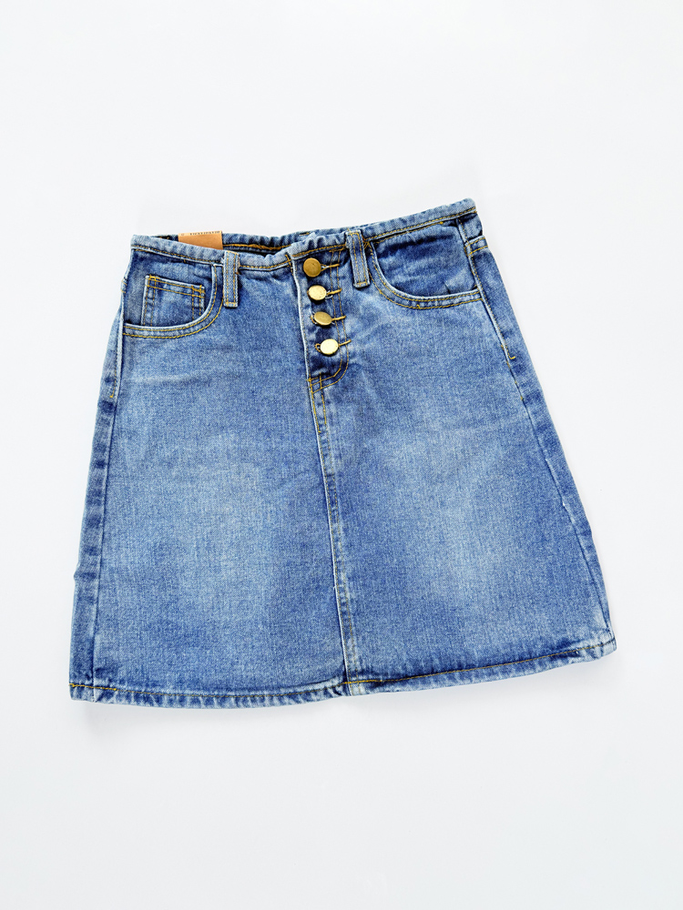 دامن کوتاه زنانه جین ساده دکمه دار