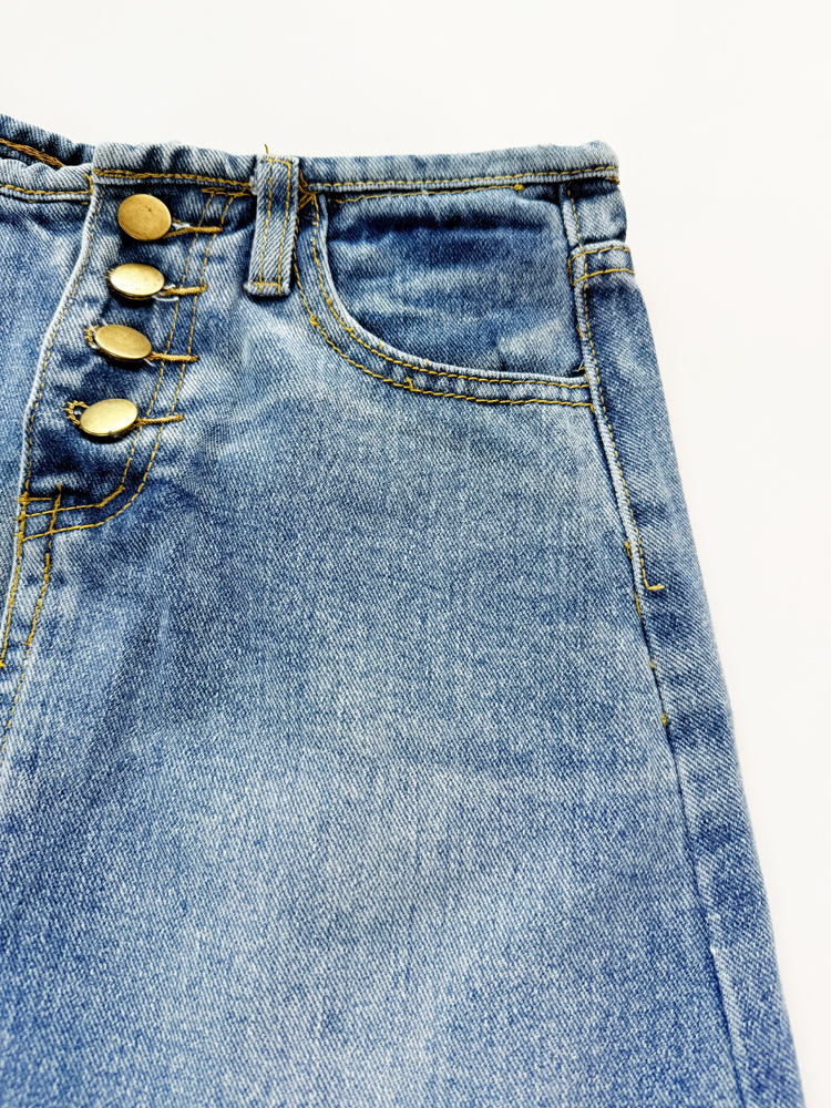 دامن کوتاه زنانه جین ساده دکمه دار