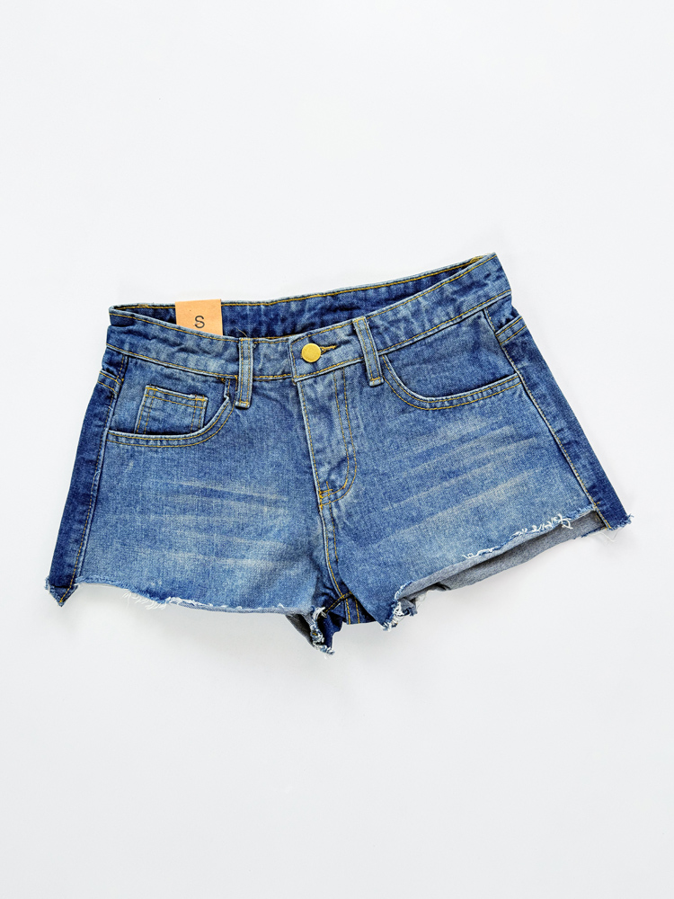 شورتک کوتاه زنانه جین پاچه ریش ساده