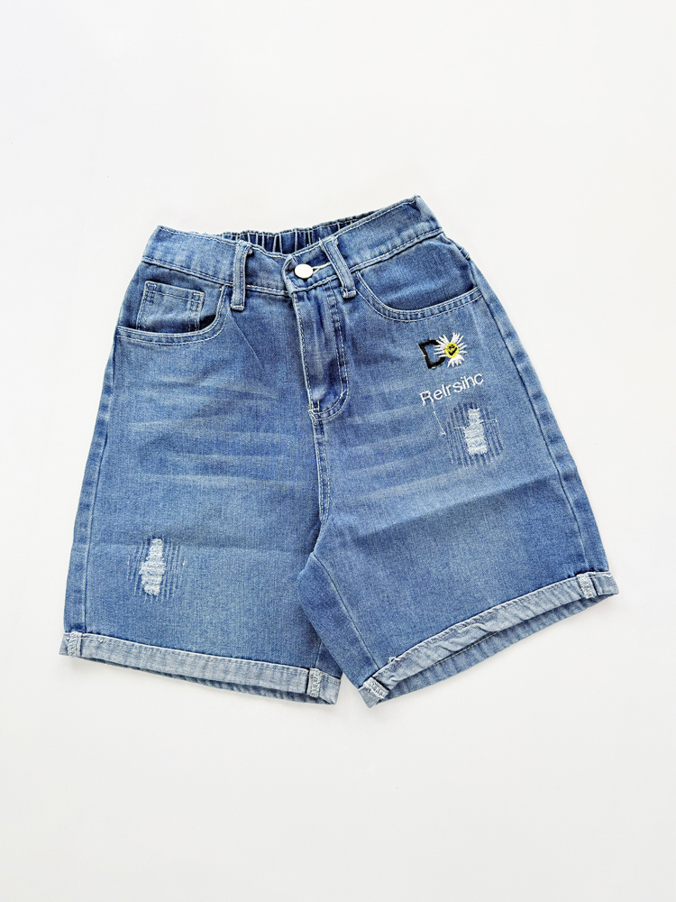 شورتک کوتاه زنانه جین پاچه پاکتی گلدوزی