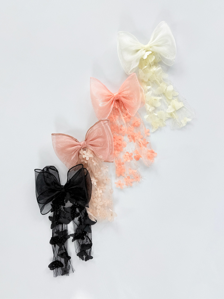 گیره مو انبری پاپیون دوبل حریر