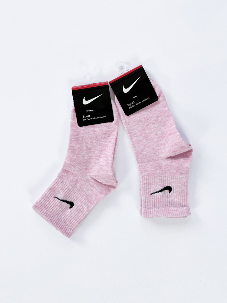 جوراب نیم ساق زنانه نخ پنبه صورتی برفکی نایکی Nike