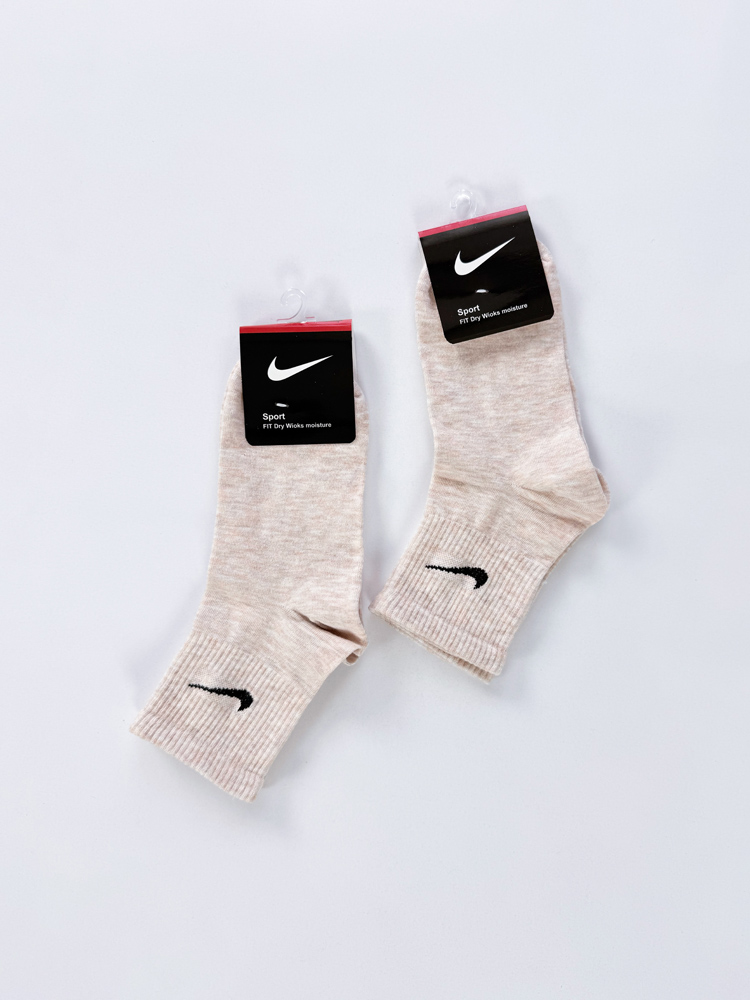 جوراب نیم ساق زنانه نخ پنبه گلبهی برفکی نایکی Nike